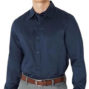 Nick Graham Button Down Shirt Black Stretch Modern Fit Size M/L 15.5 34/35